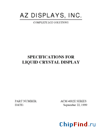 Datasheet ACM4002 manufacturer AZ Displays